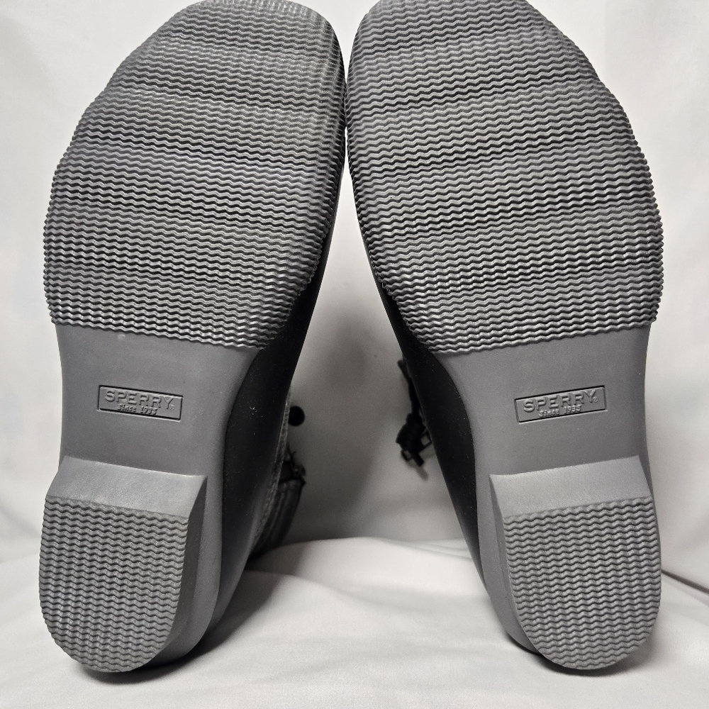 Sperry Saltwater Black and Charcoal Gray Plaid Women's Duck Boots NEW! - Picture 7 of 15